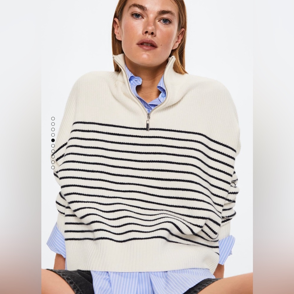 Mango half zip striped sweater